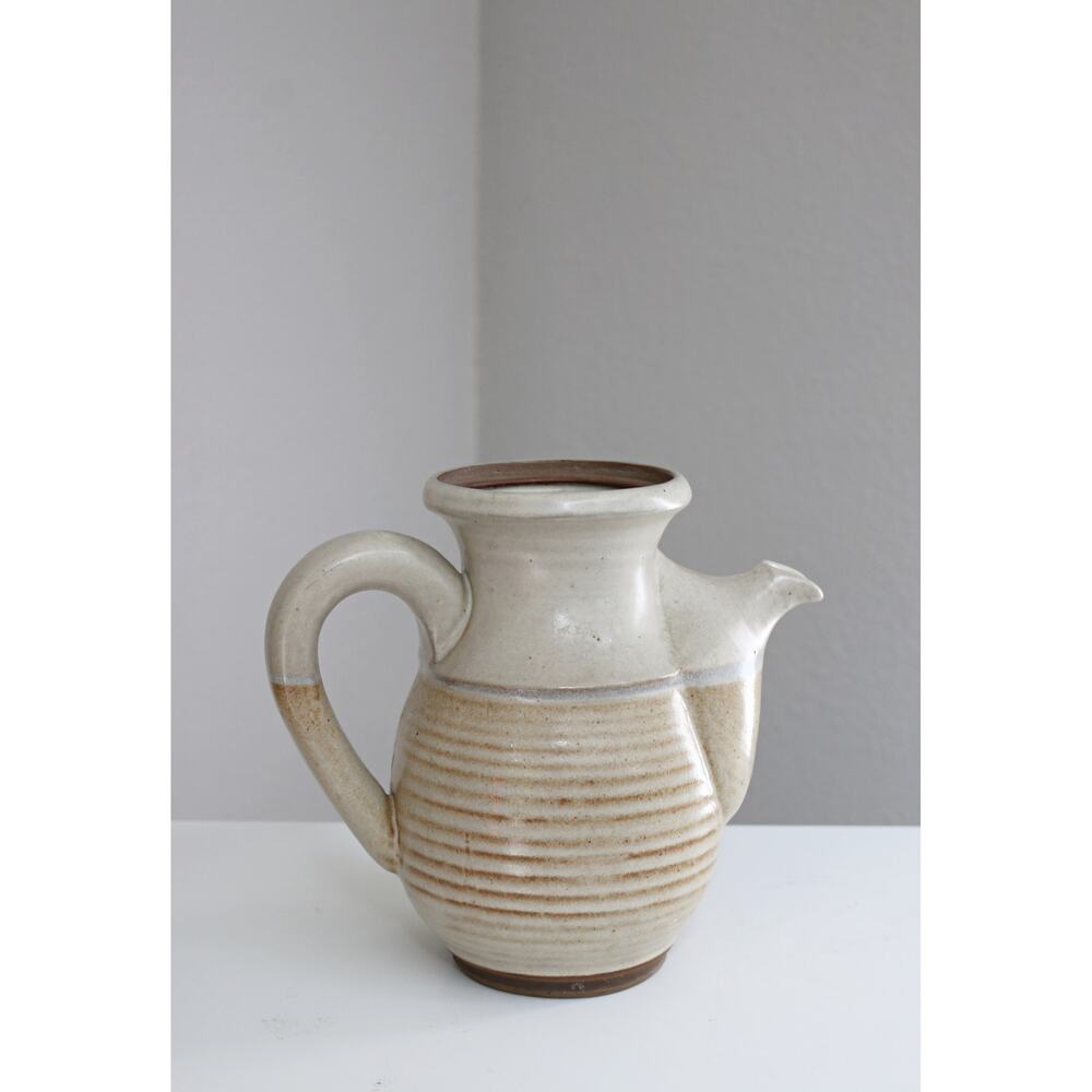 1980's Vintage Overland Stoneware Tea Pot, Pitcher or Vase Natural Neutral Beige